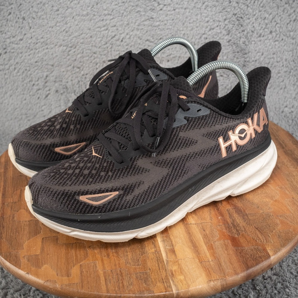 Hoka One One Womens Clifton 9 1127896 BRGL Black Running Shoes Sneakers Sz 8.5 B - Picture 3 of 10